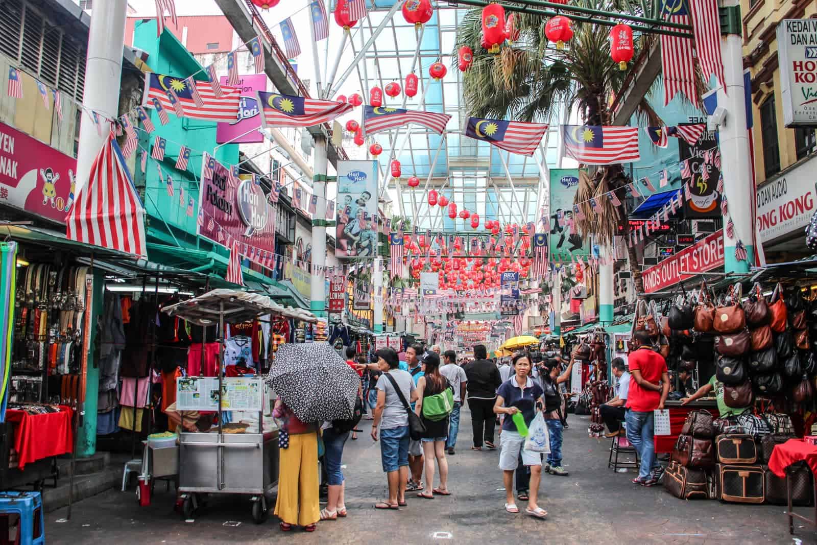 Busy market in Kuala Lumpur city, Malaysia