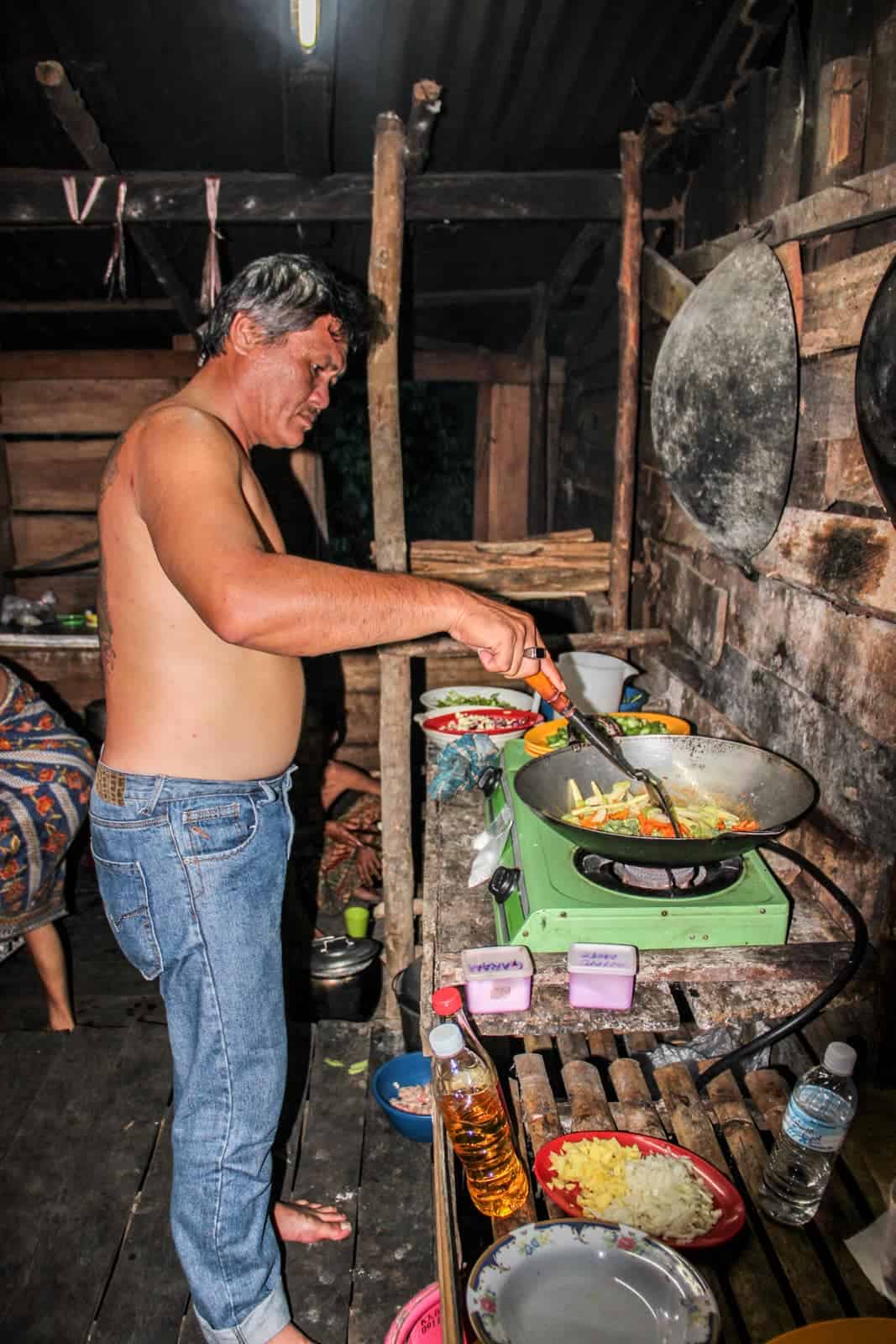 Cooking in an Iban Longhouse Borneo