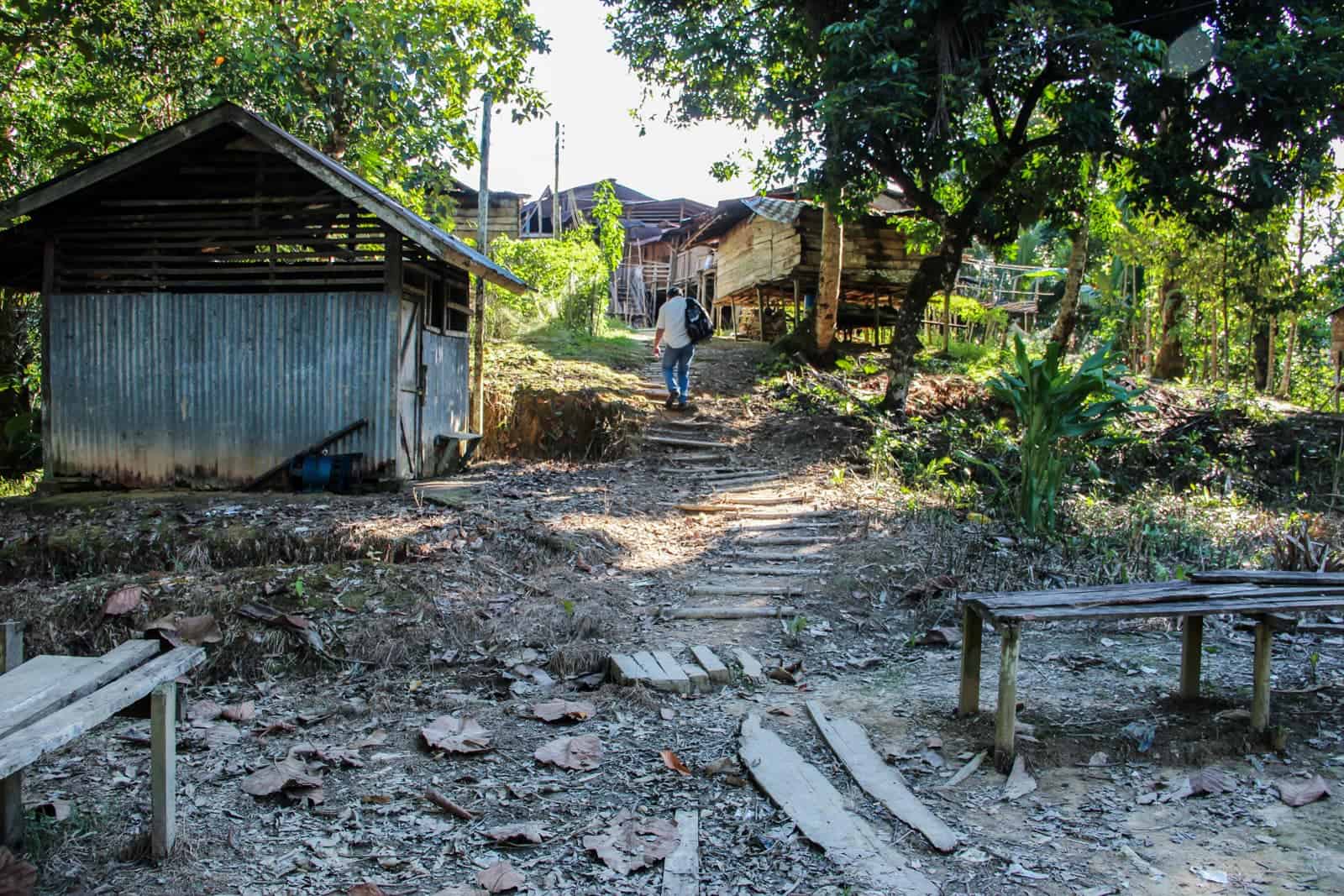 Entrance to Iban Longhouse in Borneo