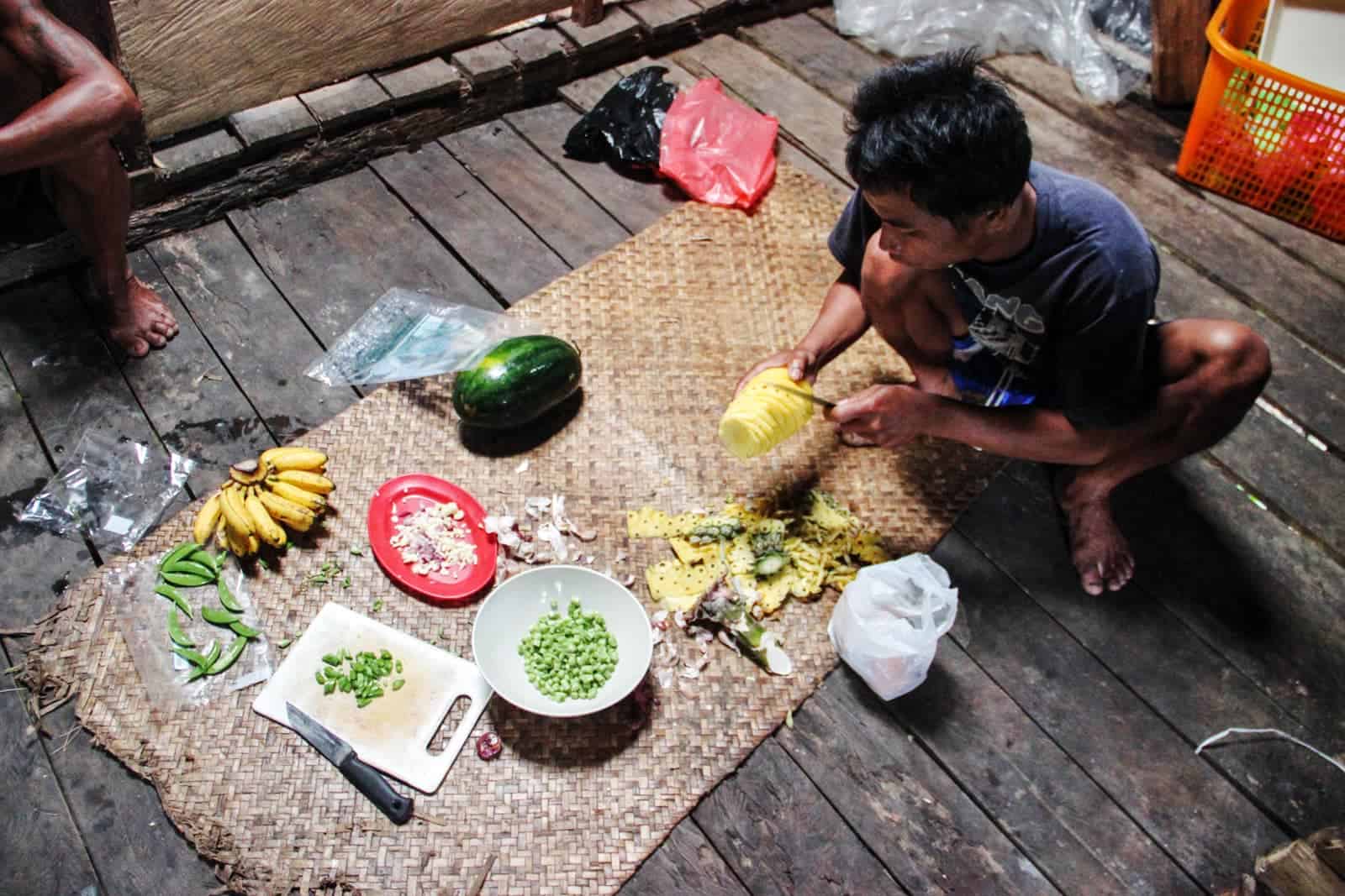 Typical food in an Iban Longhouse Borneo