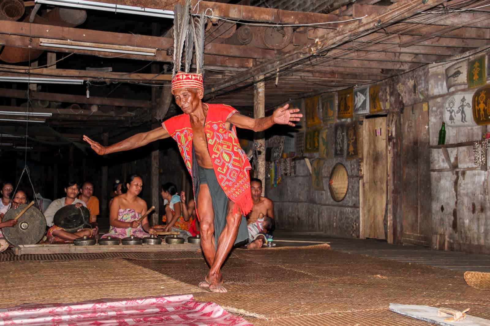 Iban Longhouse Borneo traditional dancing ceremony