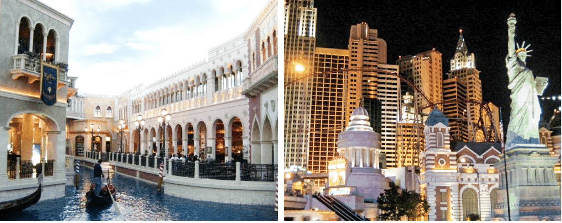 Illuminated hotels of Las Vegas at night