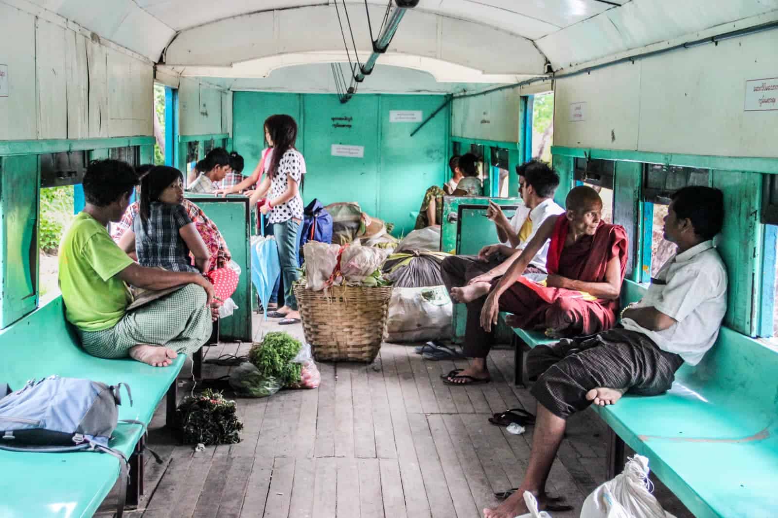 Interior of Yangon Circular Train in Myanmar
