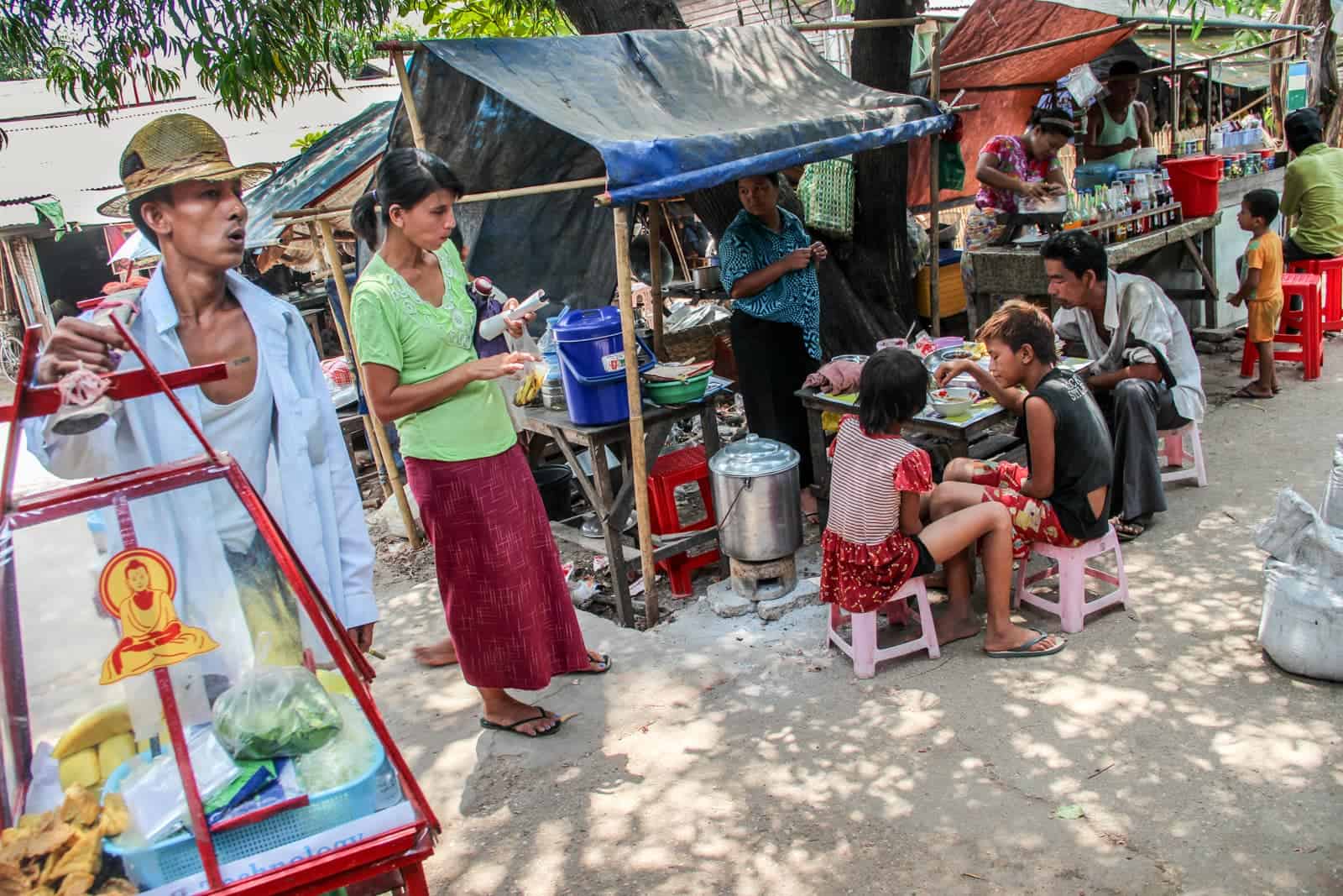 Vendors on the Yangon Circular Train in Myanmar