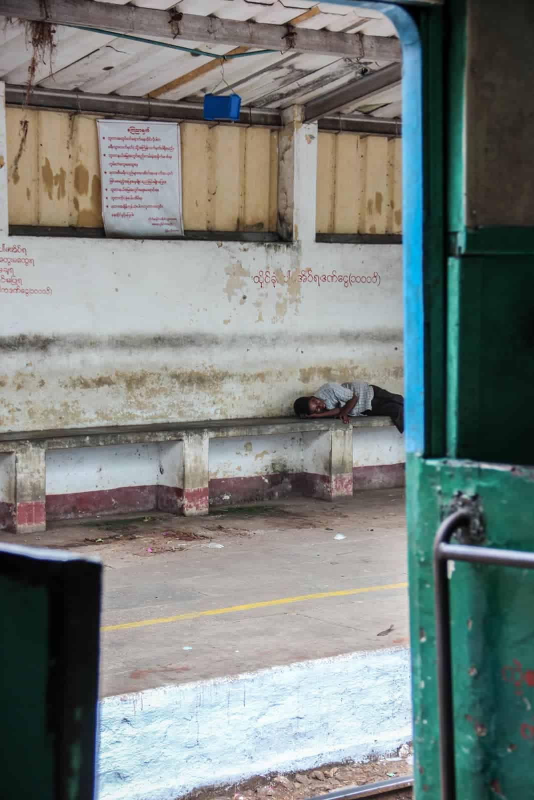 Platform views of Yangon Circular Train Myanmar