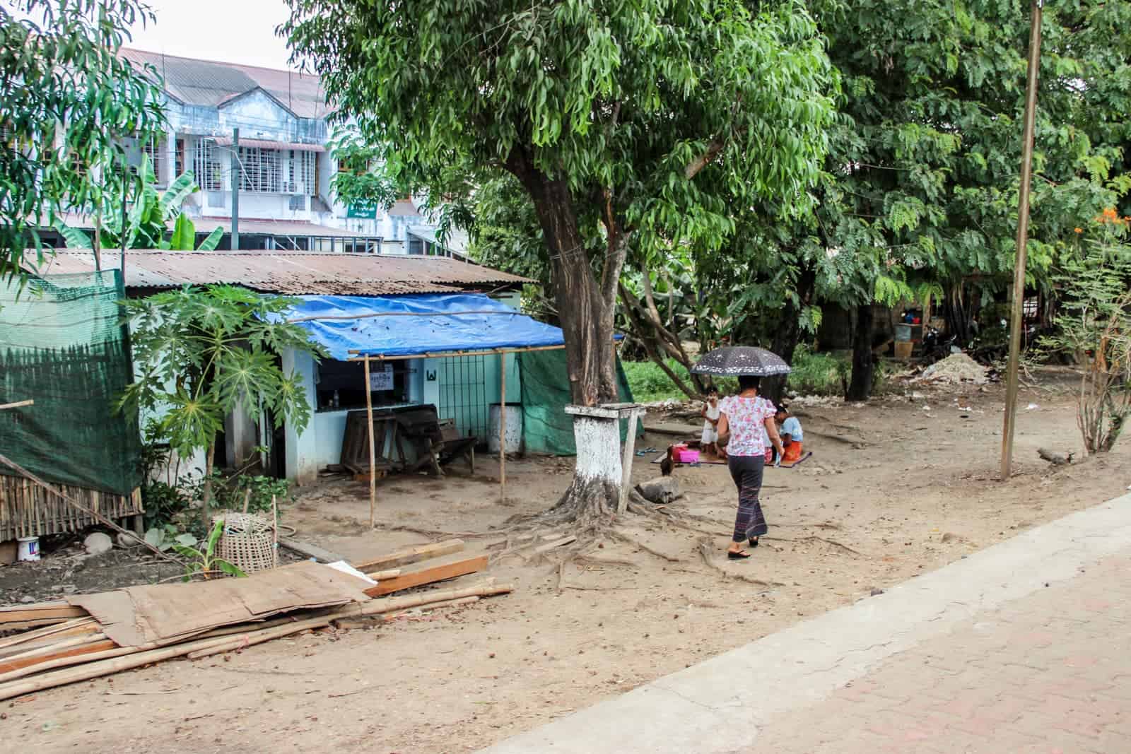 Village seen from Yangon Circular Train Myanmar
