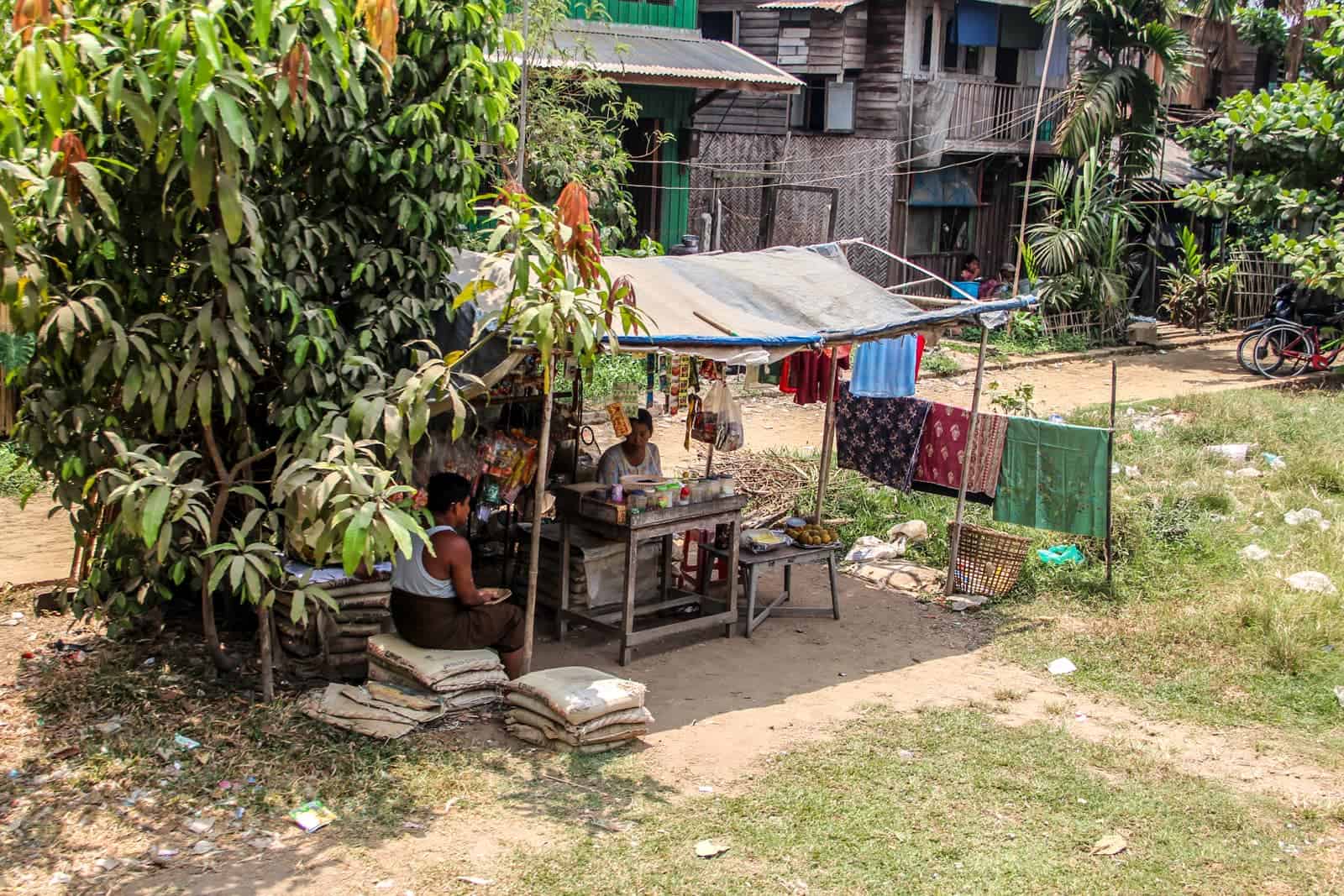 Rural life of Yangon Circular Train in Myanmar