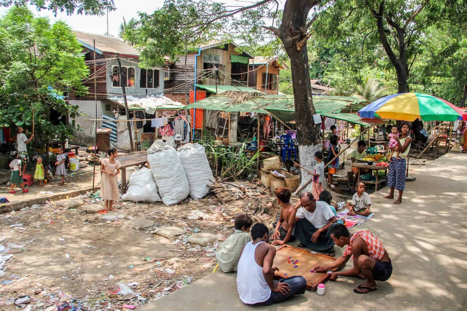 Rural village in Myanmar seen on Yangon Circular Train