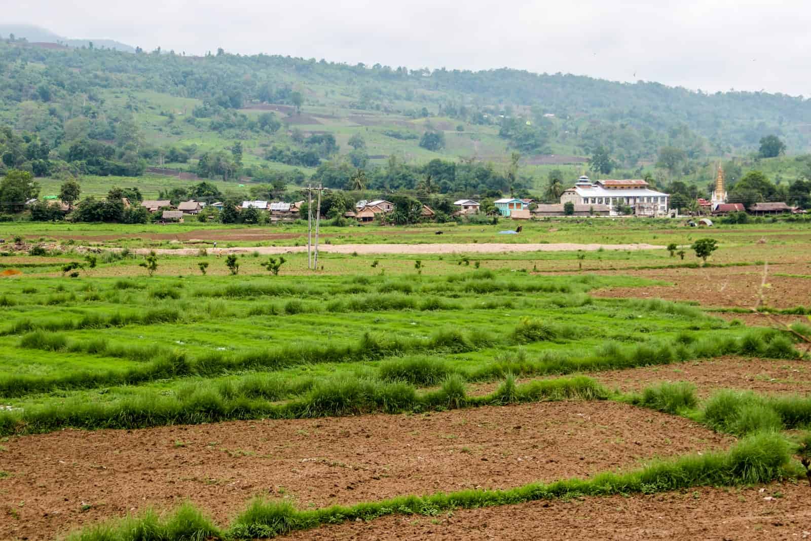 View of Hsipaw Myanmar from a train window