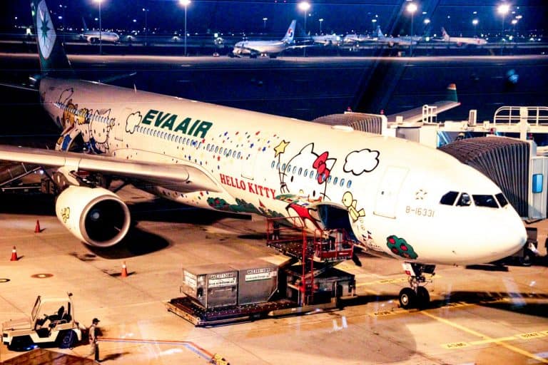 Flying on The Eva Air Hello Kitty Plane Sanrio Flight to Taiwan