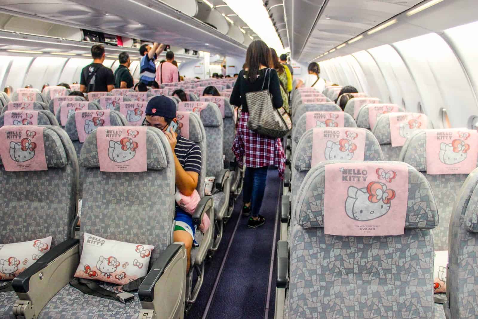 Hello Kitty seats on Eva Air Hello Kitty flight