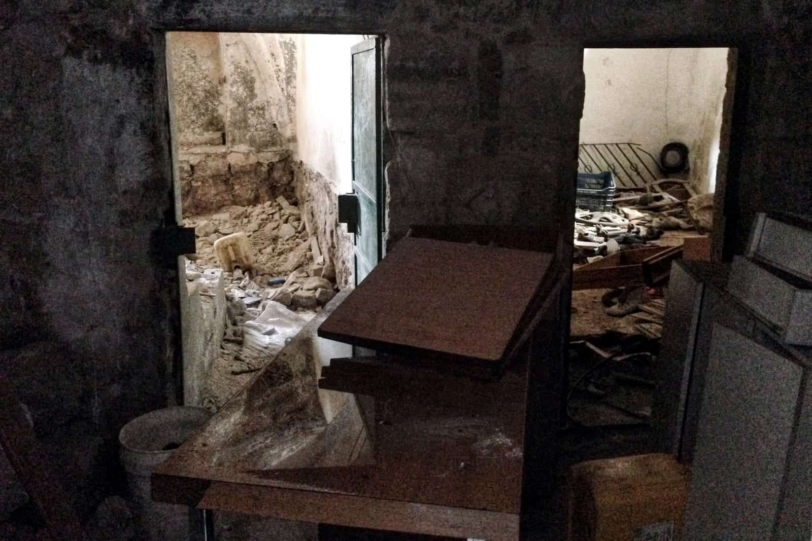 Destroyed Arab homes in Hebron, West Bank