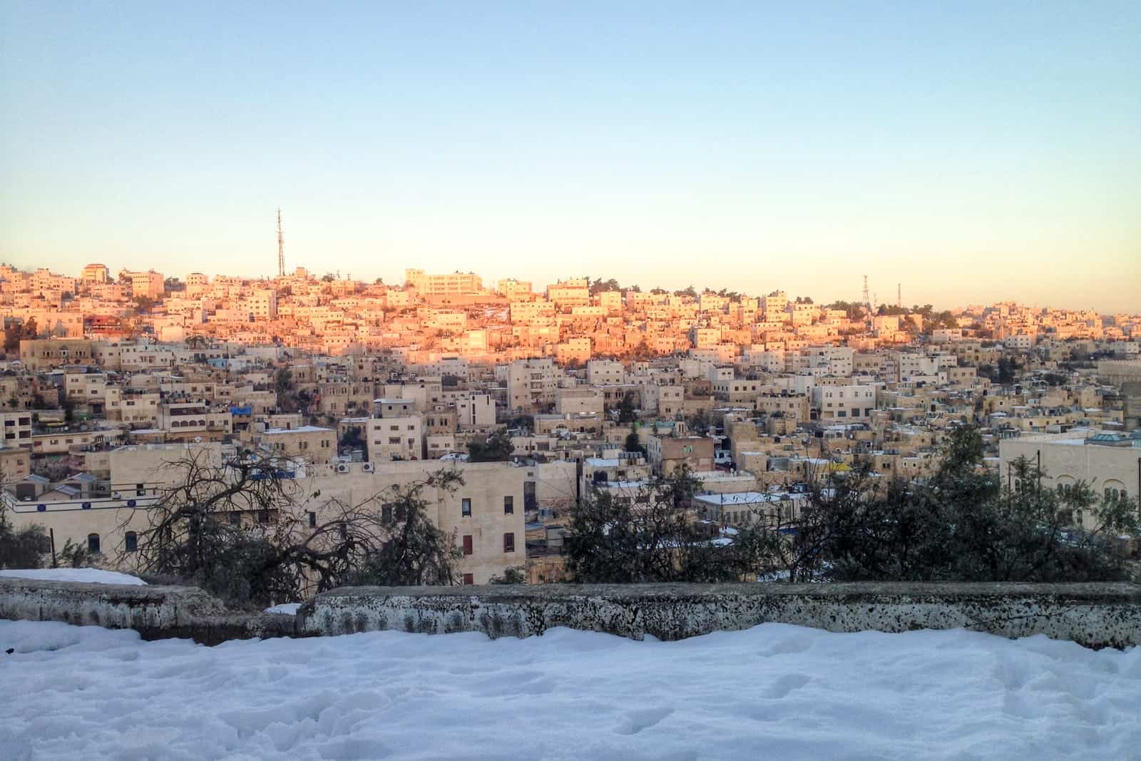 View of Jewish settlements from Hebron in West Bank, Palestine