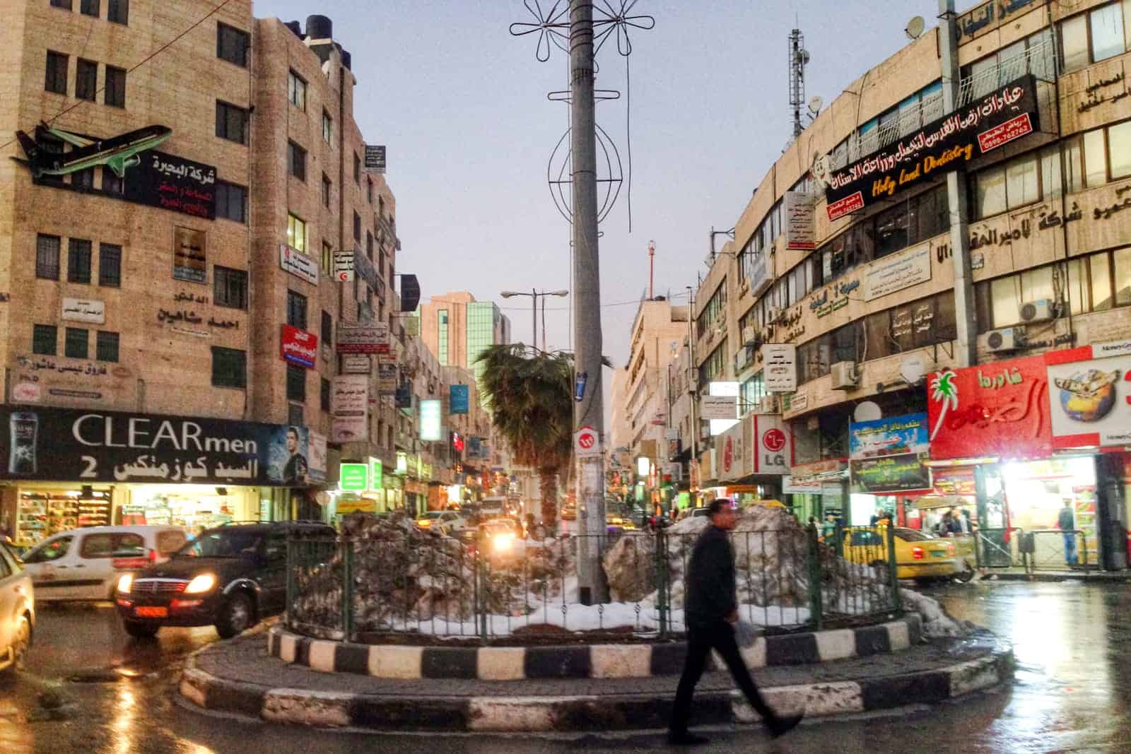 Hebron city at night in the West Bank, Palestine