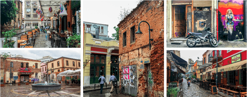 Nightlife, Ottoman buildings, Thessaloniki, Northern Greece