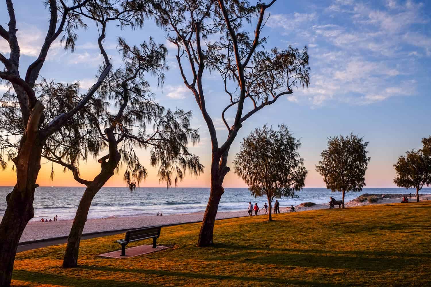 The orange and purple light of the sunsets at Scarborough beach in Perth