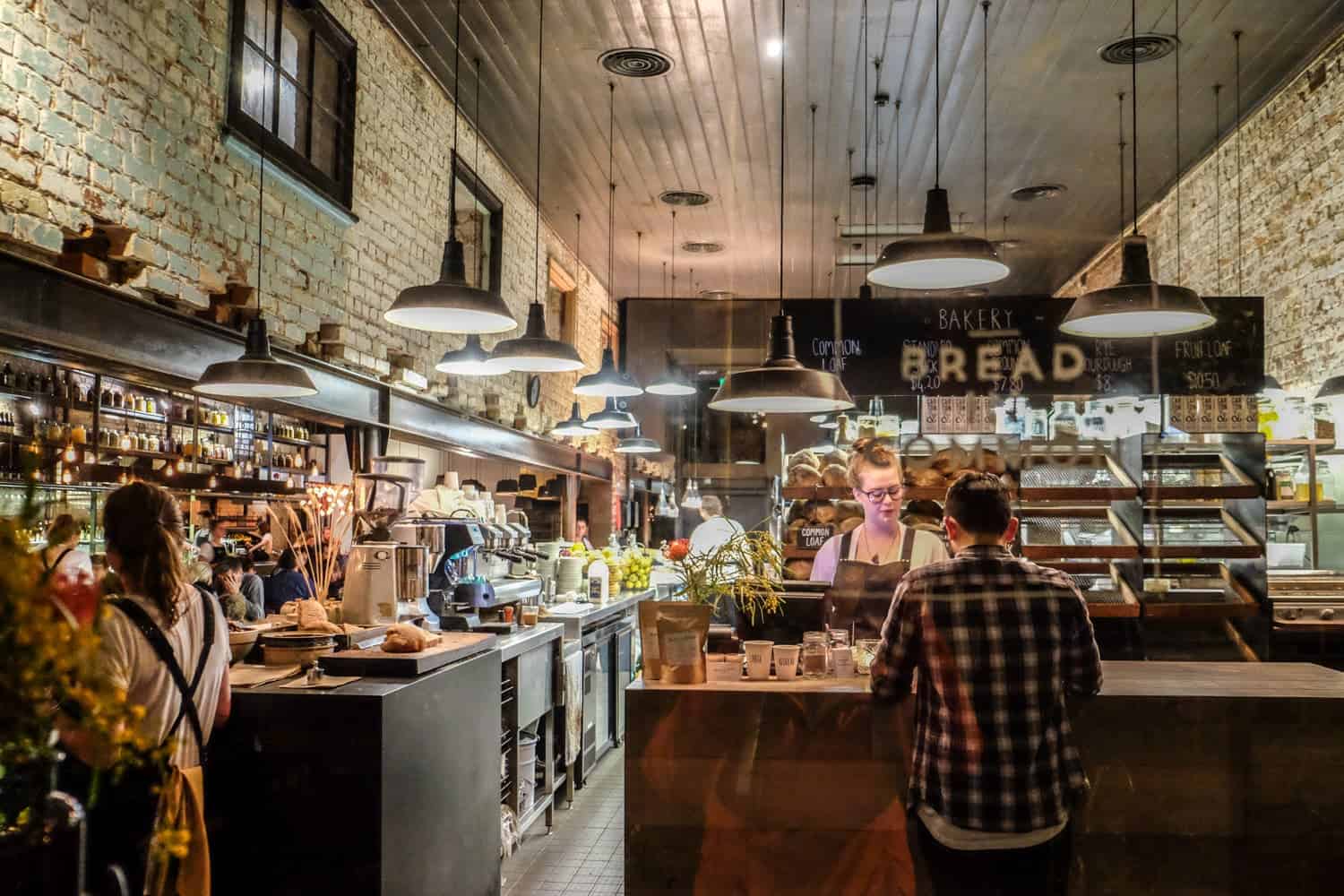 A bakery and coffee shop in a repurposed warehouse space in Freemantle, Perth
