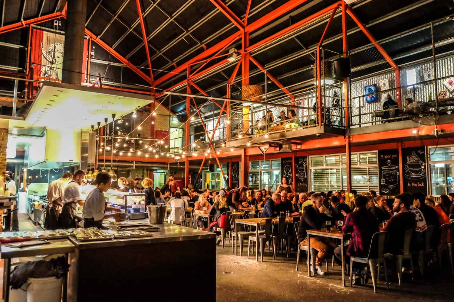 The restaurant setting inside the Little Creatures Brewery in Freemantle, one of the best things to do in Perth