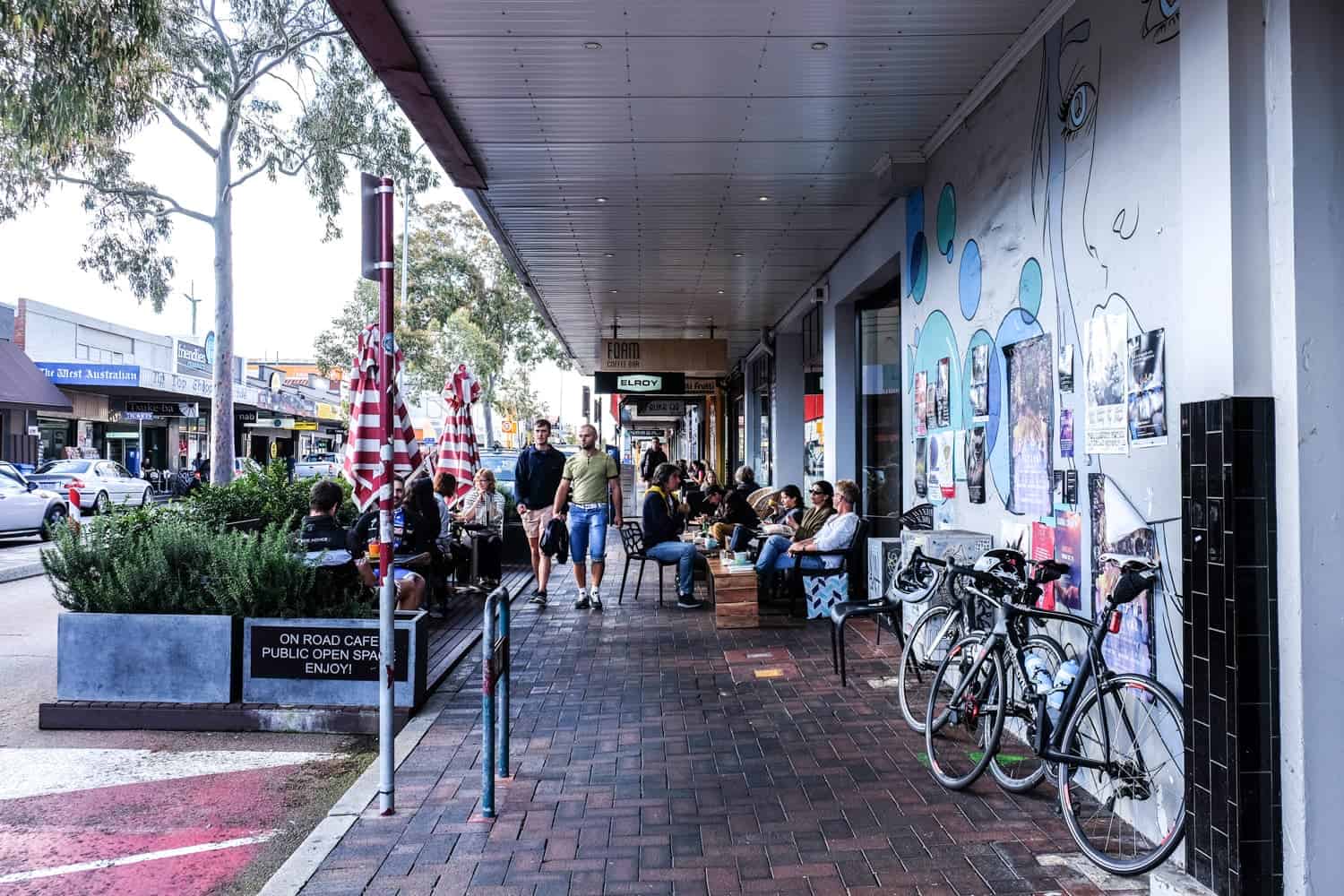 The modern walkways found in Leederville, Perth