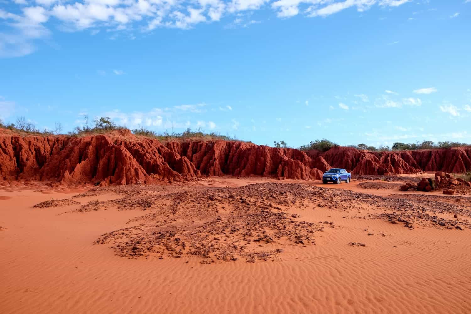 Red ochre sands of Riddle Beach in Broome, Western Australia