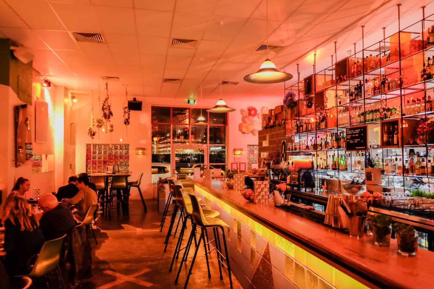 The orange tone light inside a modern restaurant in Northridge, Perth