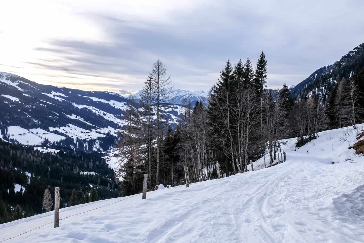 Views from Snowshoeing in Alpach, Alpbachtal valley in Austria