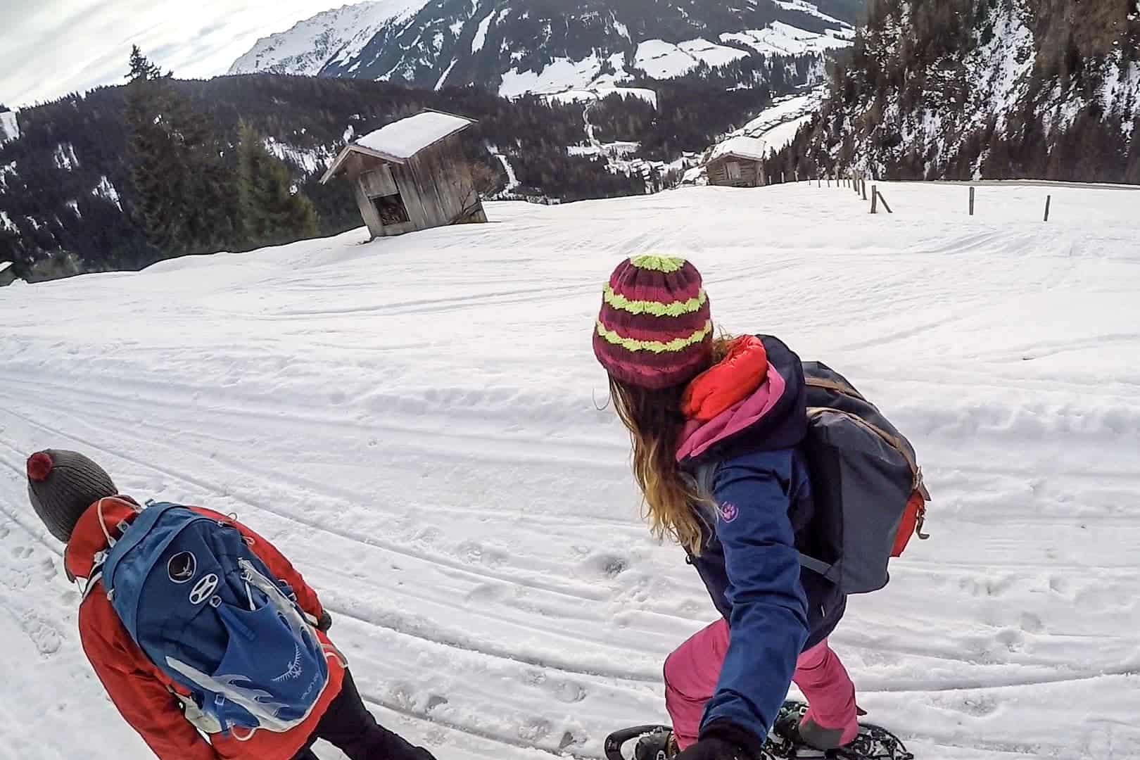 Snowshoeing tours in Alpach, Alpbachtal valley in Austria