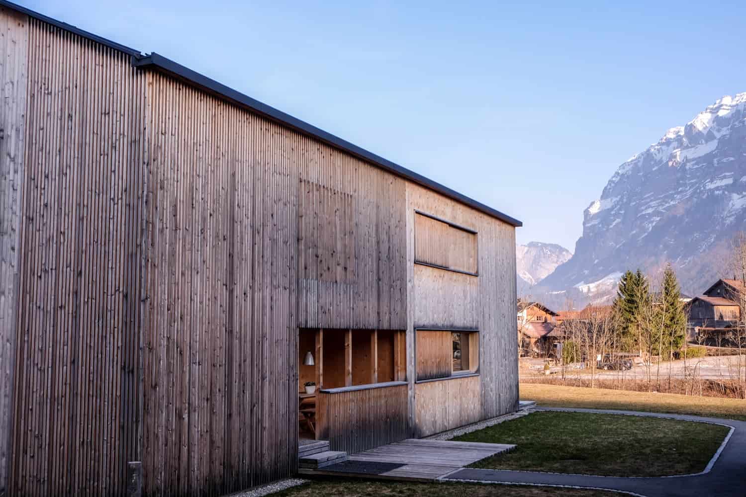 Modern style alpine architecture in Vorarlberg, Austria