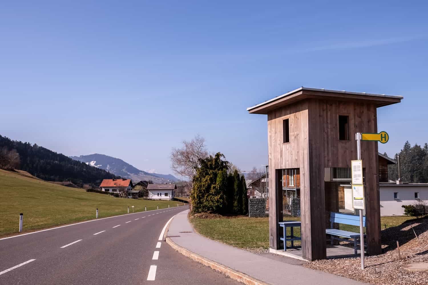 One of the famous seven bus Stops in Krumbach, Vorarlberg, Austria