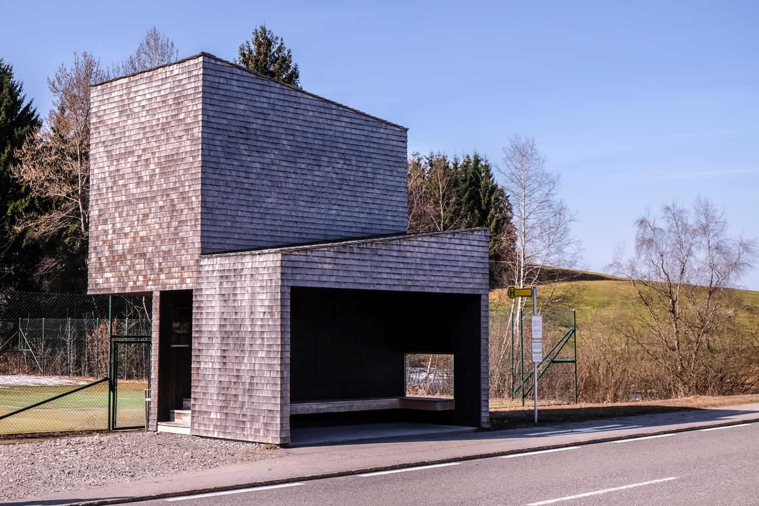 Visiting the bus stops in Krumbach, Vorarlberg, Austria