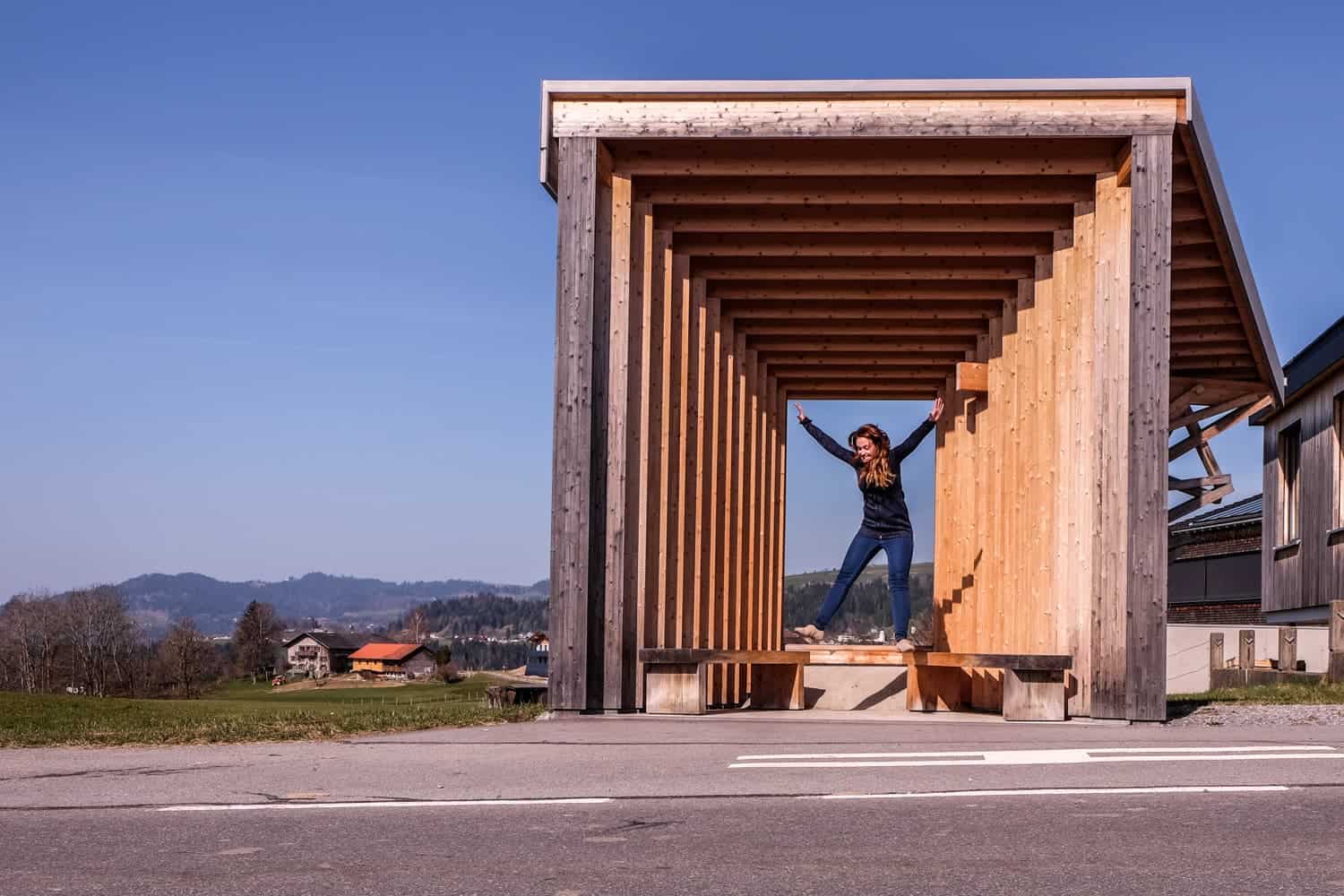 One of the seven unique bus stops in Krumbach, Vorarlberg, Austria