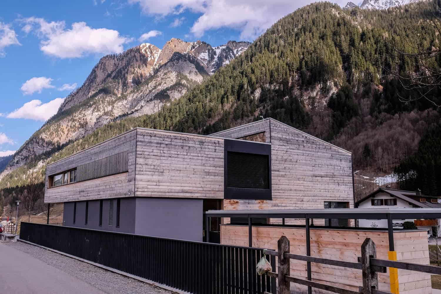Modern Architecture of the school in Brand village in Vorarlberg, Austria