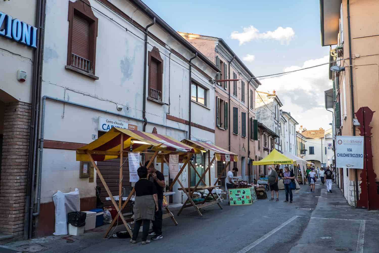 Even small streets in Forlimpopoli, Italy get busy during Festa Artusiana 