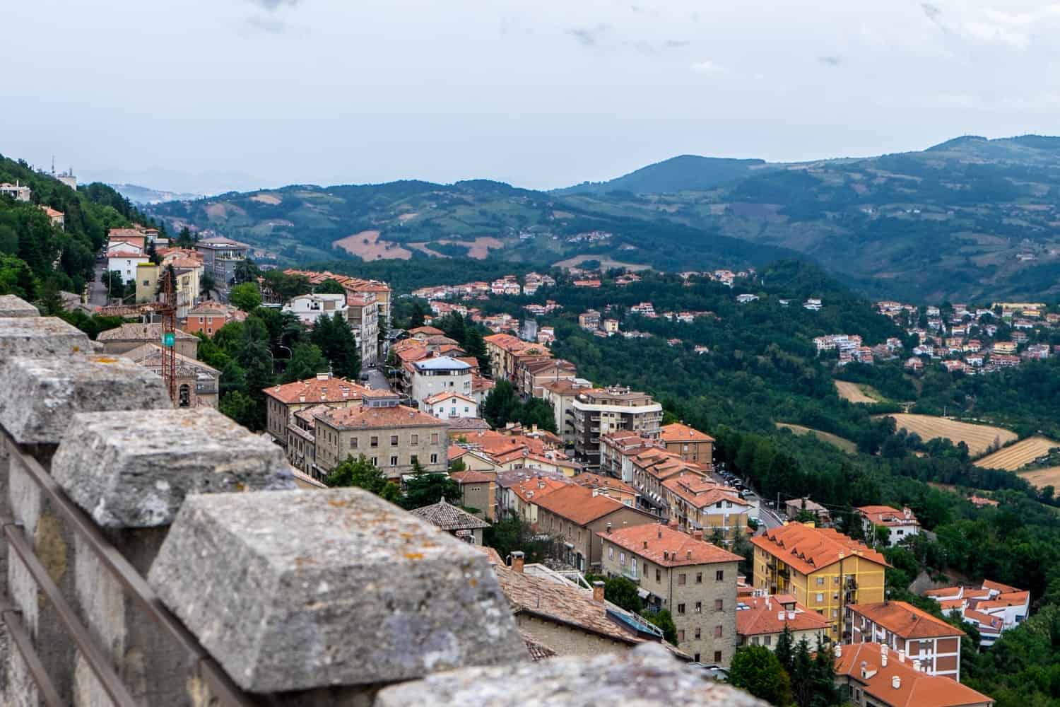 Views from the San Marino Palace rooftop to the areas below