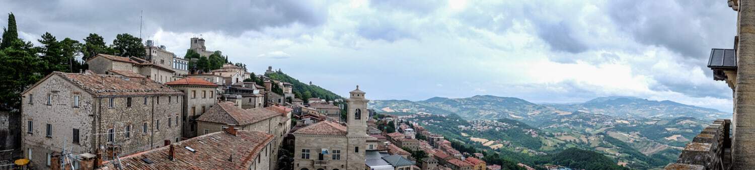 Panorama views from the San Marino Palace rooftop