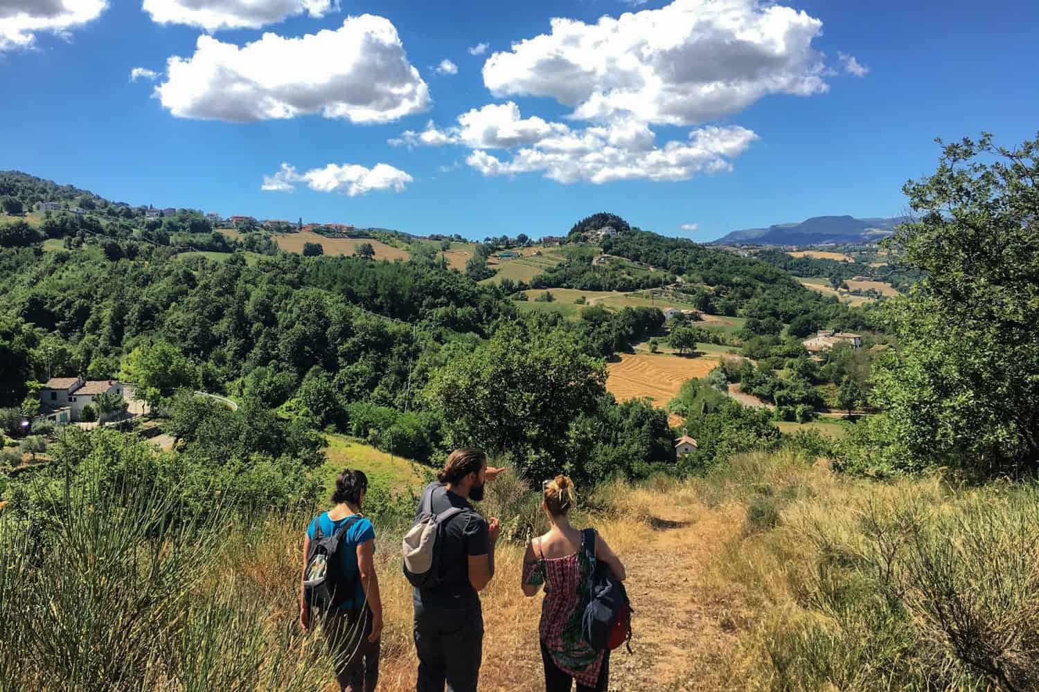 Hiking in San Marino in the woodland below the microstate