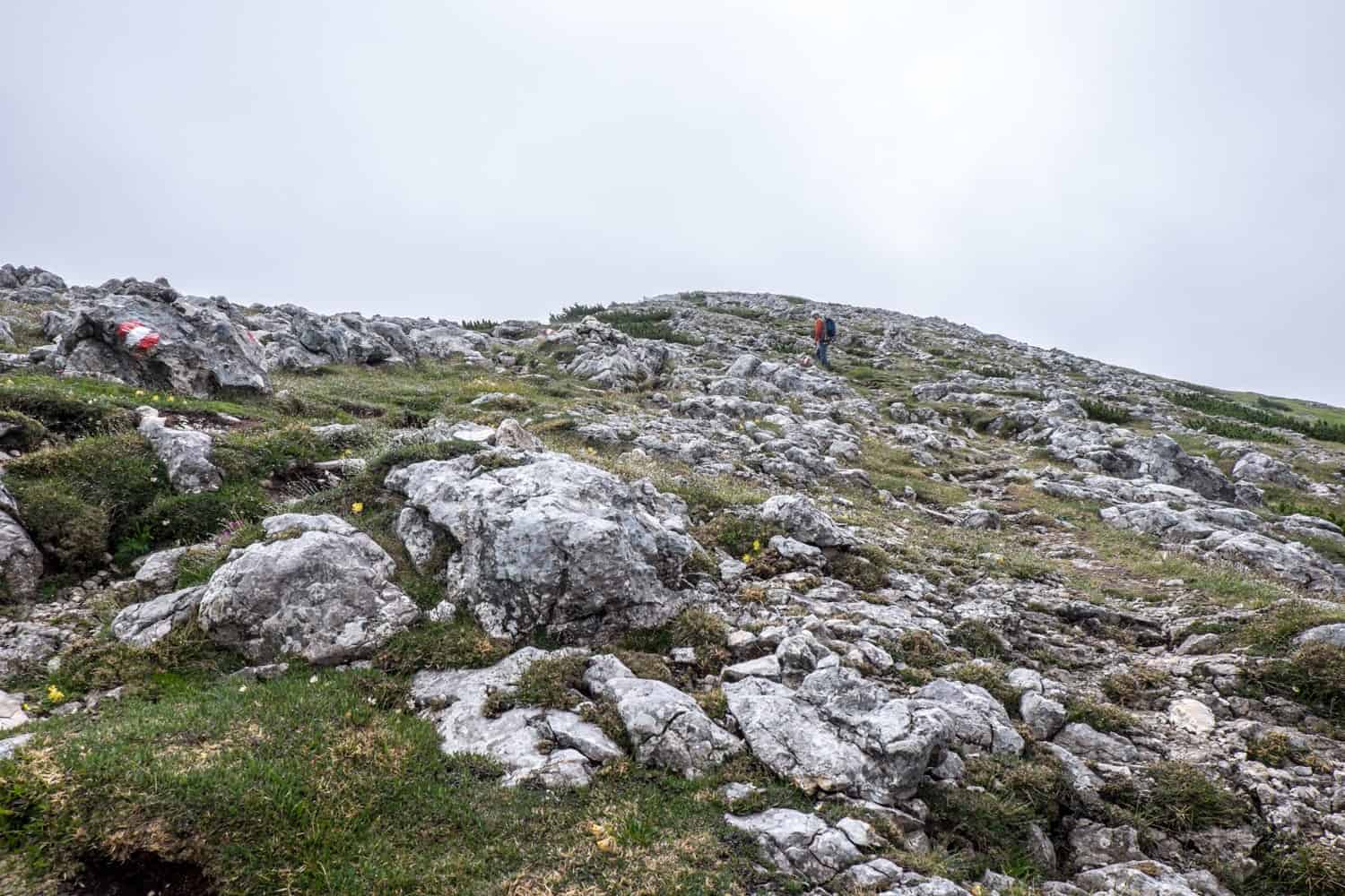 Walking down from Achensee 5-Peaks Via Ferrata in the Rofan Mountains, Tirol