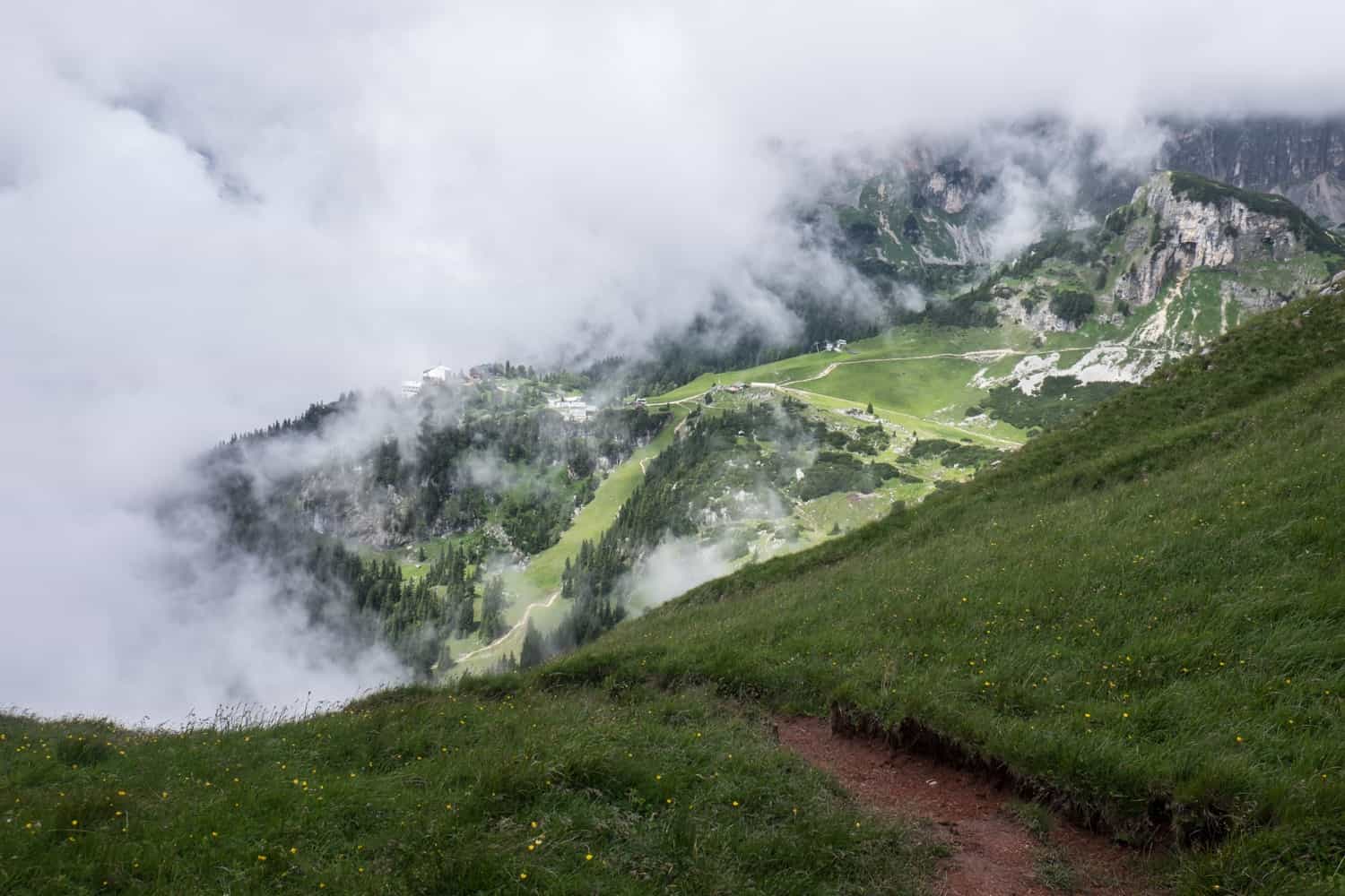 View of Achensee in Tirol from the 5-Peaks Via Ferrata in the Rofan Mountains