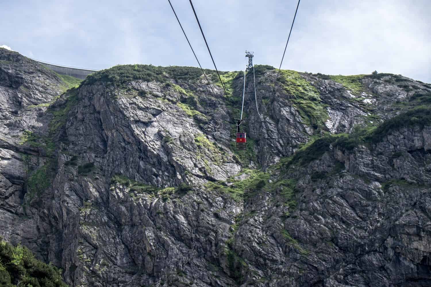 The cable car from Brandnertal up to Lake Lunersee in Vorarlberg, Austria