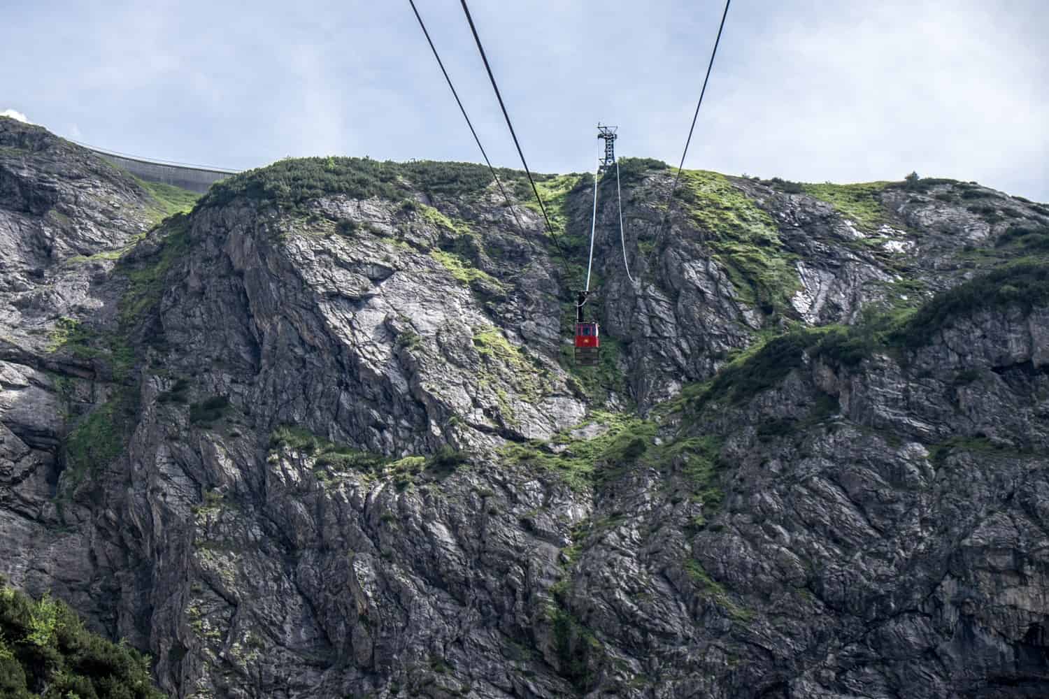 The cable car from Brandnertal up to Lake Lunersee in Vorarlberg, Austria