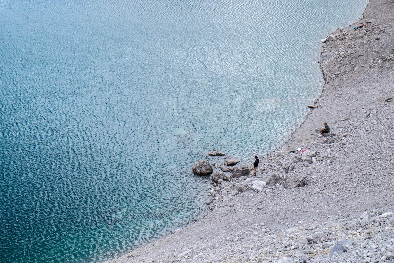 Waters of Lunersee mountain lake in Vorarlberg, Austria