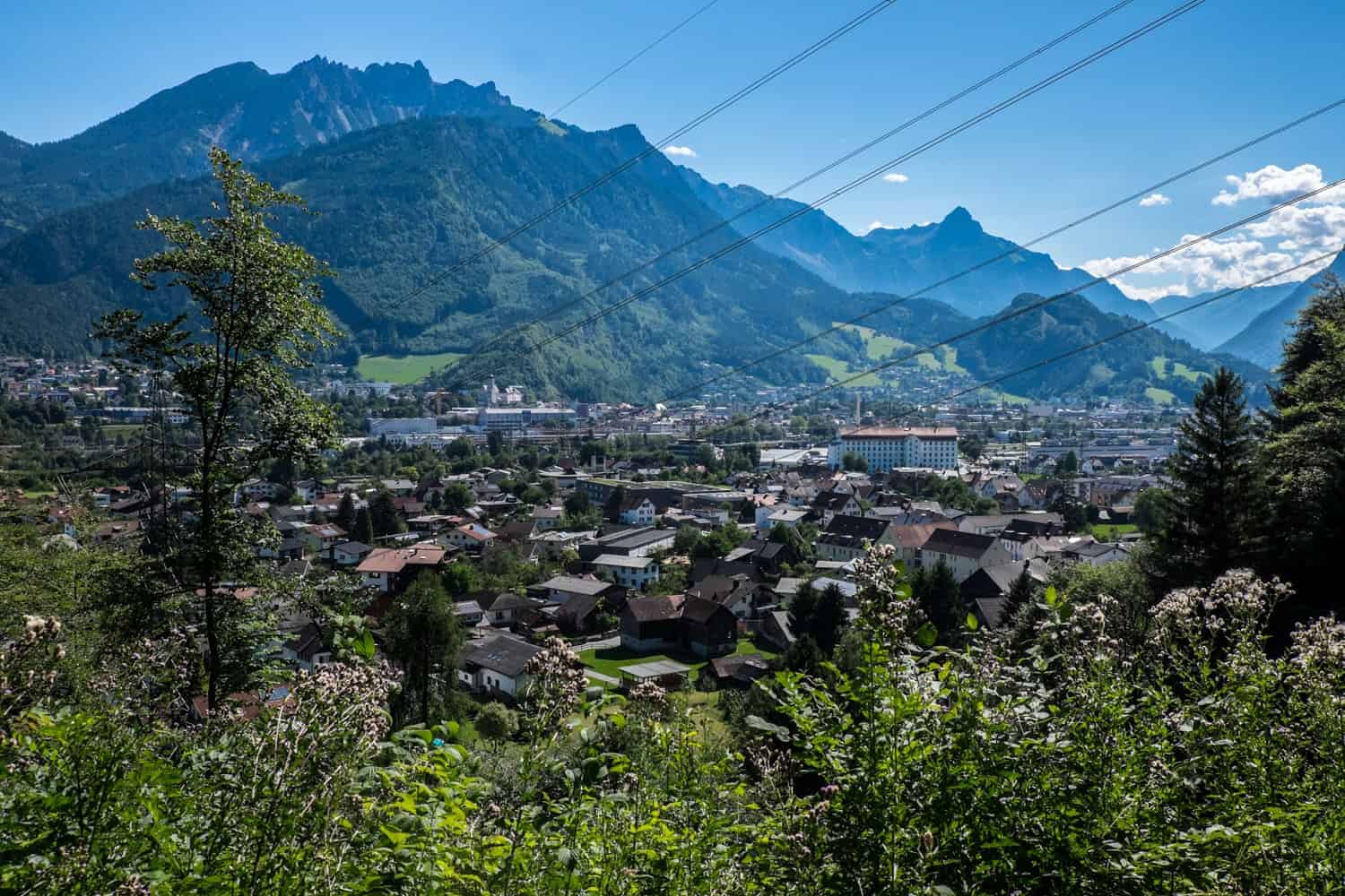 View of Bludenz on the Buers Gorge Hike in Brandnertal, Vorarlberg, Austria