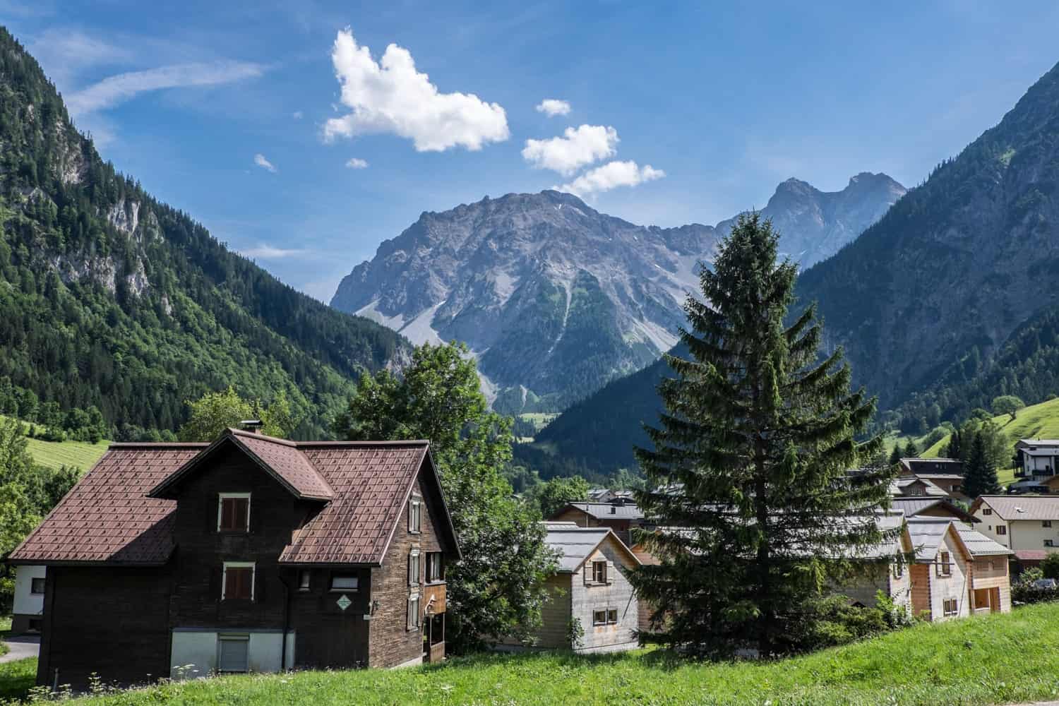 Brandnertal in Vorarlberg Austria, with a distant view to Switzerland border