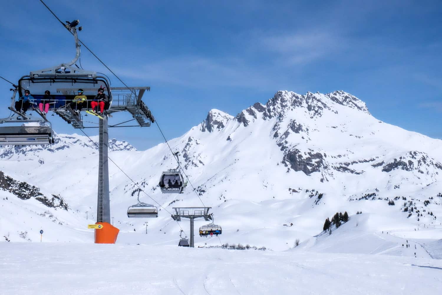 Cable cars and ski slopes in Lech Zürs am Arlberg, Austria