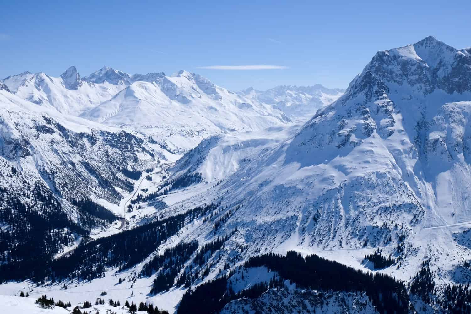 Mountain backdrop to Skiing in Lech Zürs am Arlberg Austria
