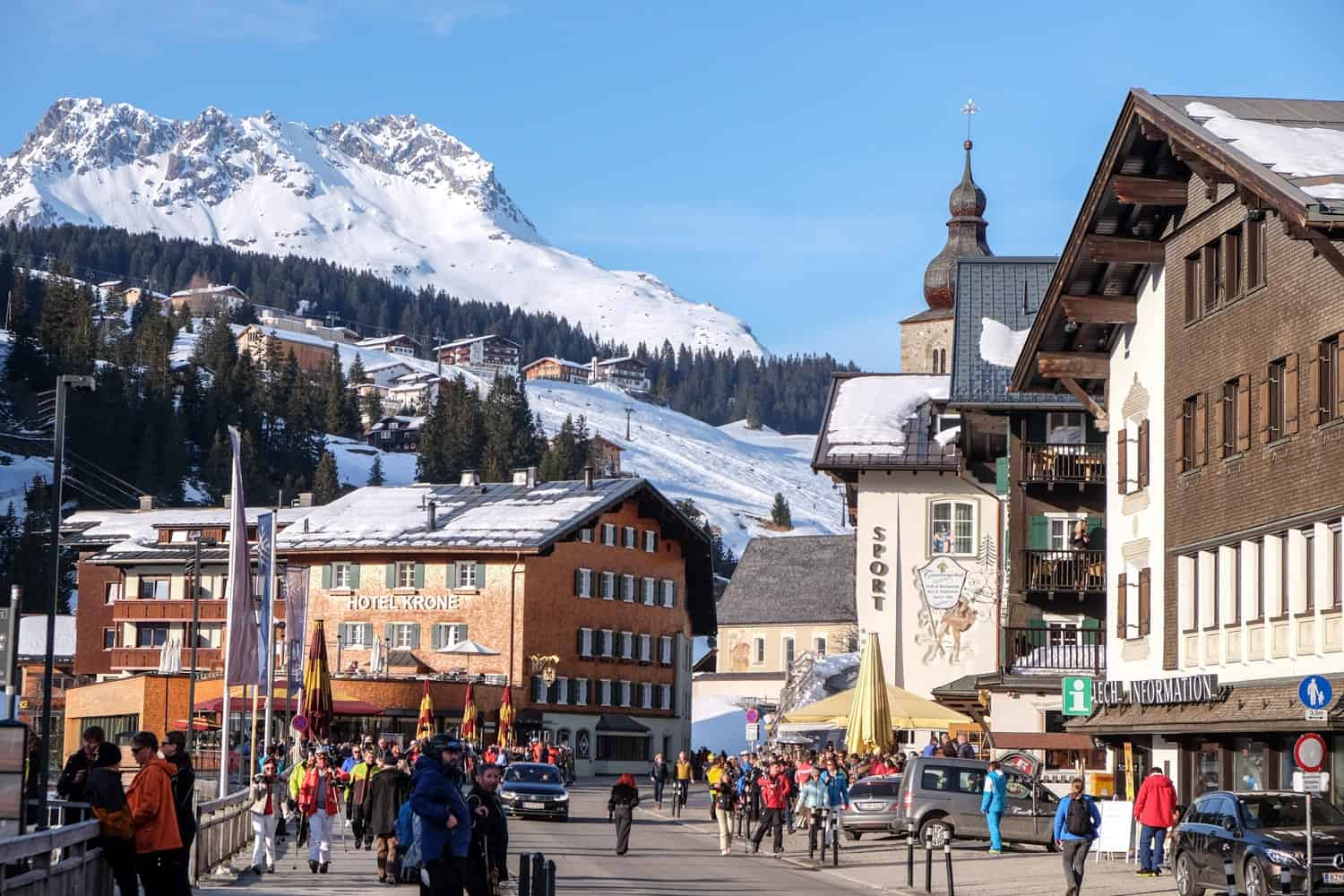 Village of Lech during ski season, Austria