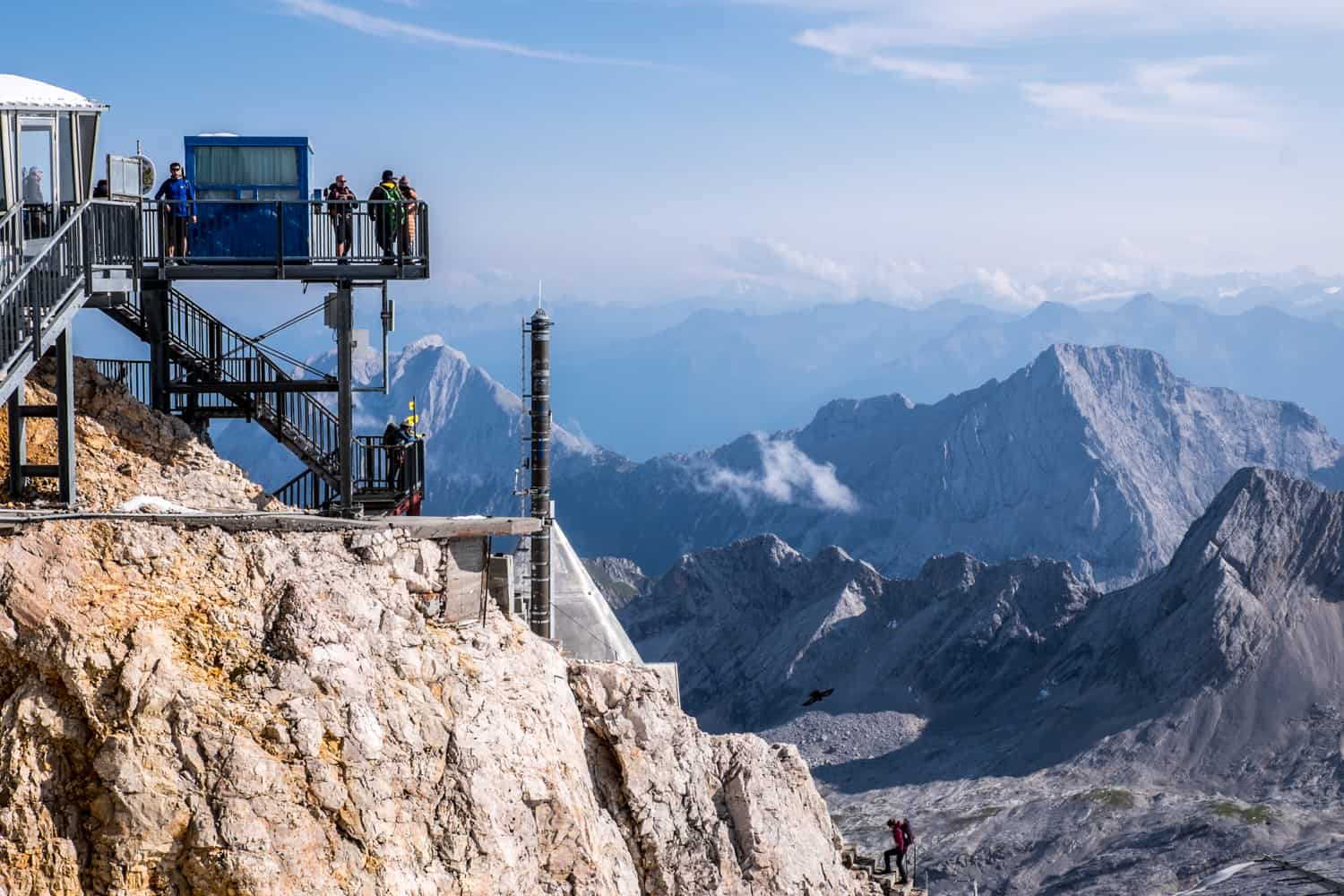 Old passport control booths on Zugspitze mountain with Germany Austria borders