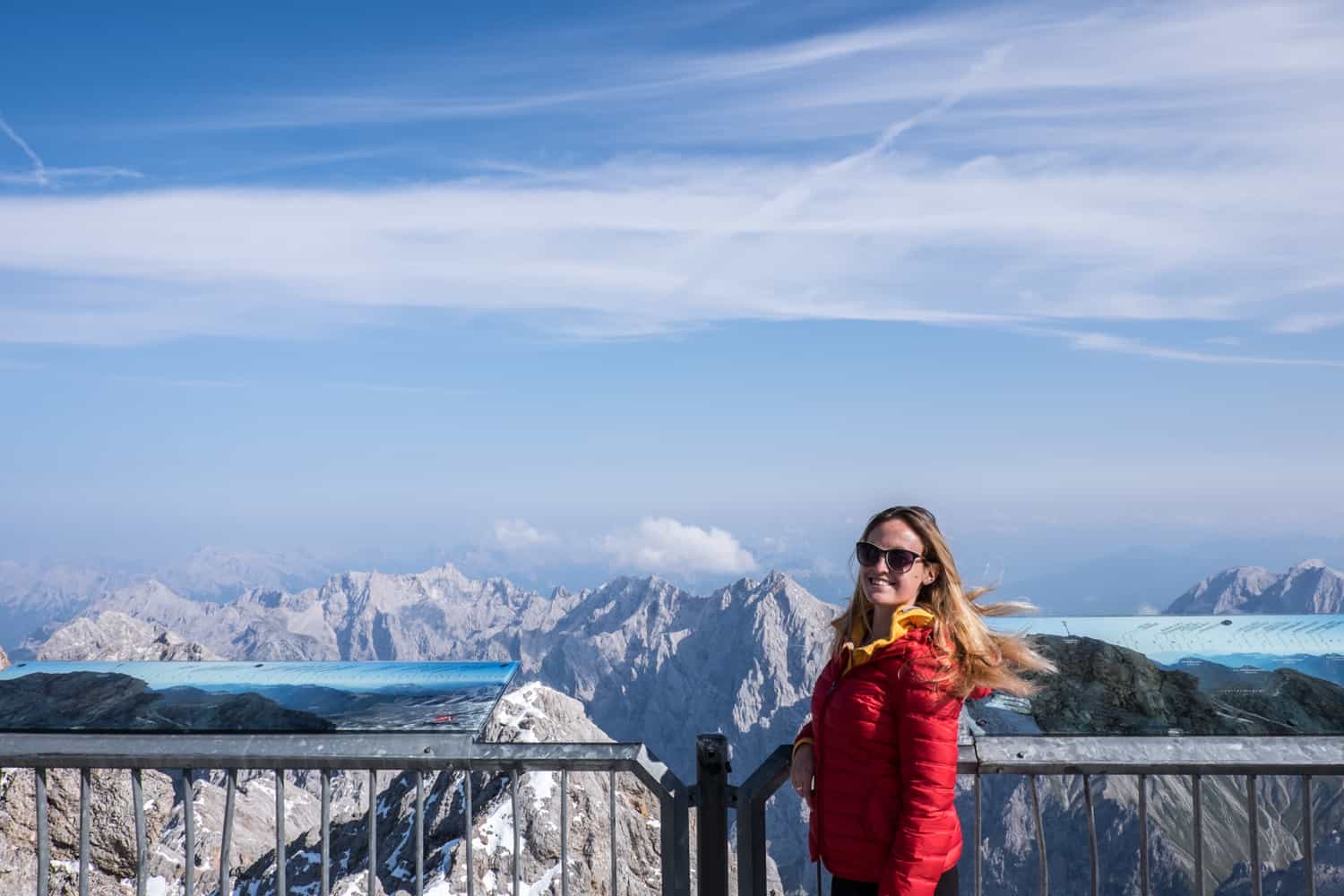 Views of Austria, Germany, Switzerland and Italy from the top of Zugspitze mountain
