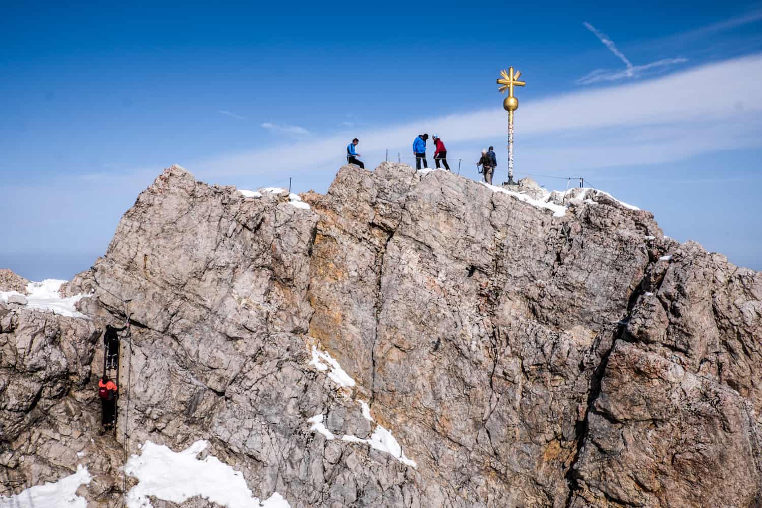 Hiking trail to the highest point on Zugspitze mountain in Germany 