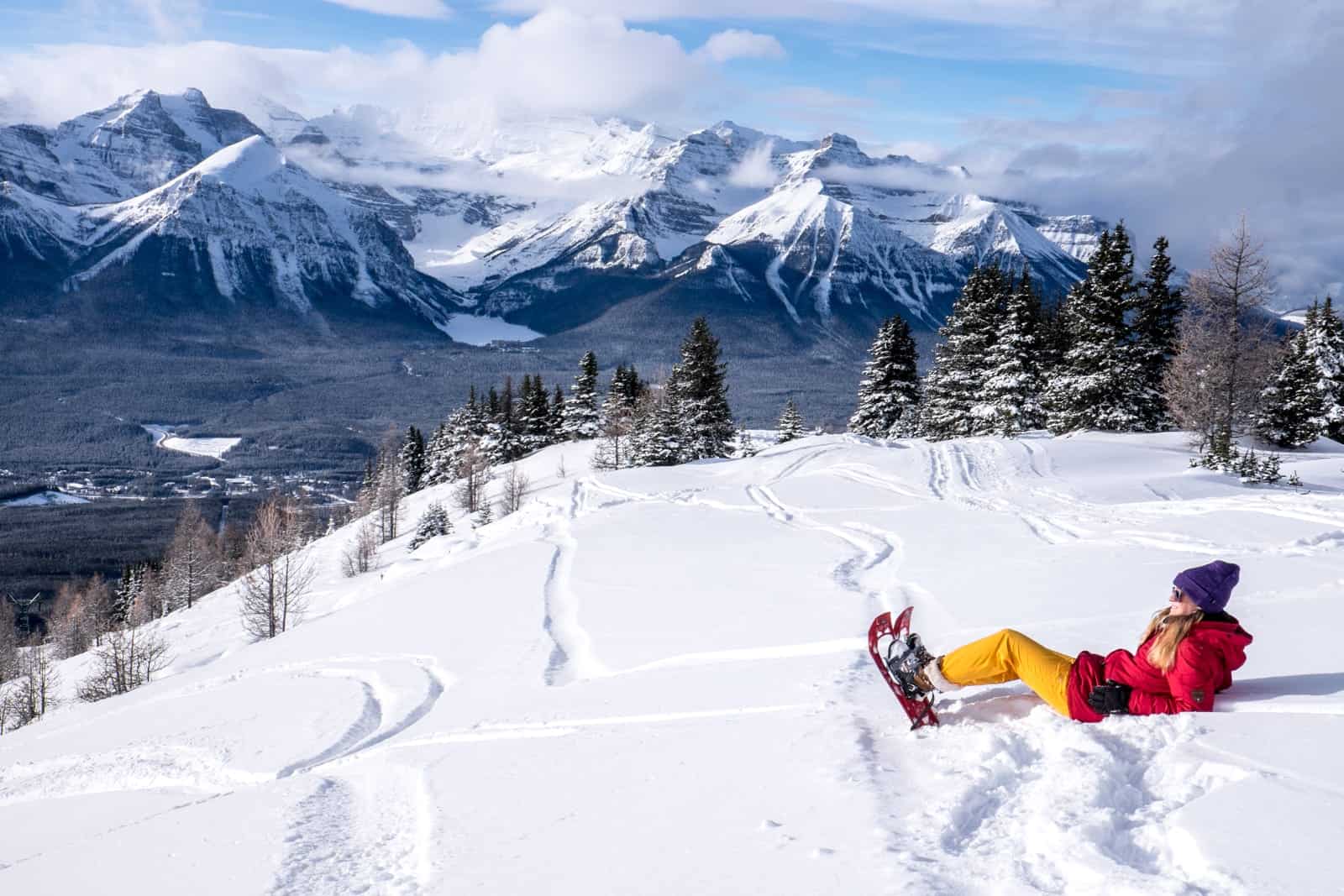 Snowshoeing in Lake Louise, Banff Rocky Mountains, Canada